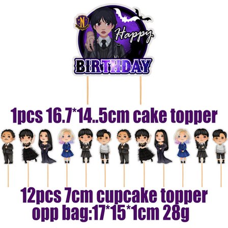 Wednesday-juhlakoristesetti | Ilmapallobannerisetti Halloween-syntymäpäivä Adams Family -teema **Täysi setti