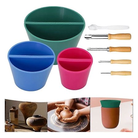 3 st Kantkon Keramikverktyg, 4-pack Hålskärare i Rostfritt Stål för Lera och Rengöringsborste för burkar