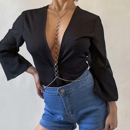 Sexig Circular Chain Neck Kedja Integrated Body Chain Geometrisk