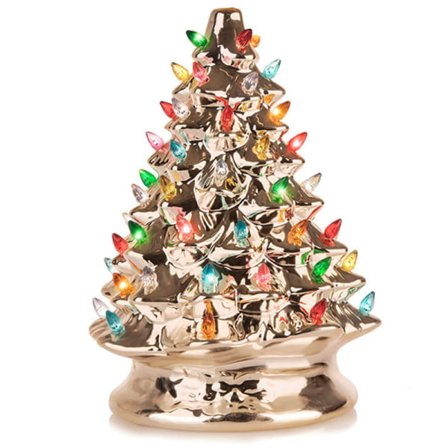 [NT] Jul Nostalgisk Kake Tre Fargerik Lysende Keramisk Juletre Juledekorasjon Julepynt A