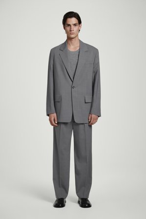 COS Men's Blazer Fluido In Lana Leggera in Grigio