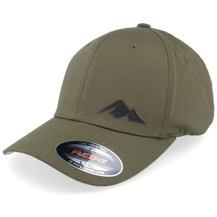 Wild Spirit - Grön flexfit Keps - Small Mountain Icon Patch Olive Flexfit @ Hatstore