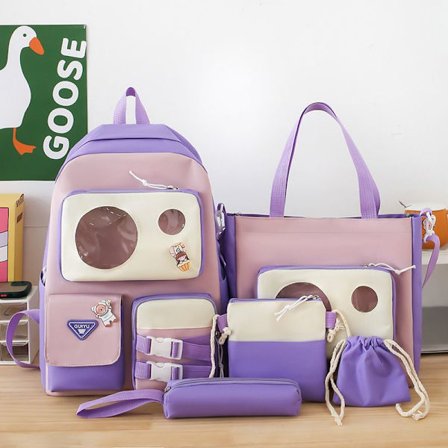 Student skolväska mode flicka all-match campus Harajuku ulzzang ryggsäck grundskola gymnasium student skolväska flicka-lila