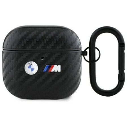 BMW Karbonetui med dobbel metalllogo for AirPods 4 - svart