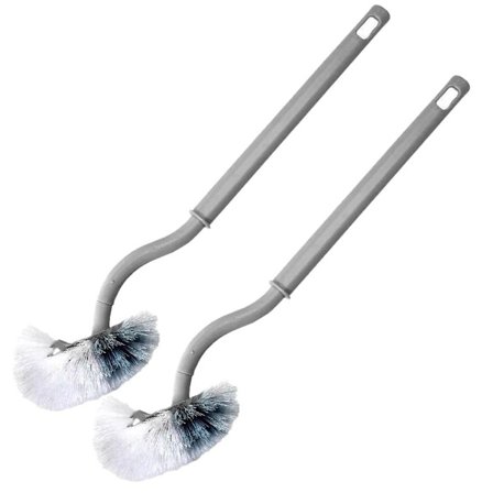 Toalettbørste for baderom, buet design toalettbørste for grå