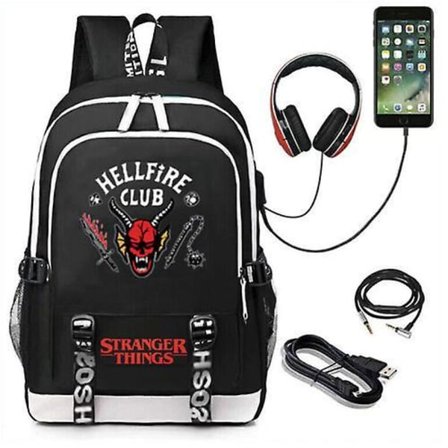 Stranger Things Hellfire Club Unisex School Backpack Rucksack Laptop Bag Usb