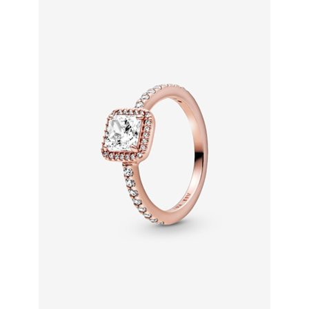 Pandora Square Sparkle Halo Ring, 14K Rosegullbelagt, Omkrets 58mm