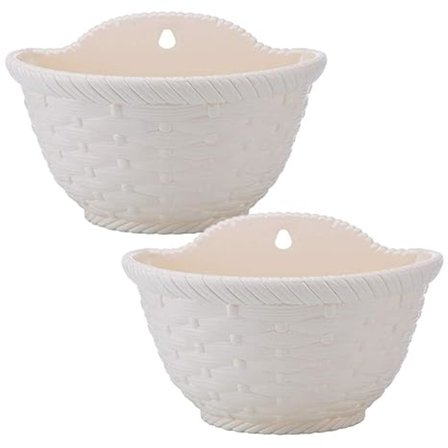 2 st Vägghängande Planter Vävd Blomkorg Staket Hängande Kruka för Inomhus Utomhus Räcke Staket Balkong Trädgård Heminredning Storlek S