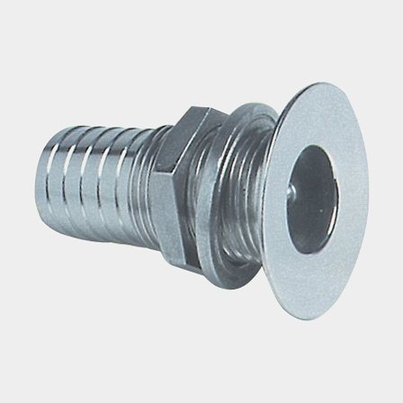 Dekdoorvoer voor slang 1852-Marine, roestvrij staal, recht, verzonken, 1/2" G (BSP) tot 19 mm (3/4") slang, zilver