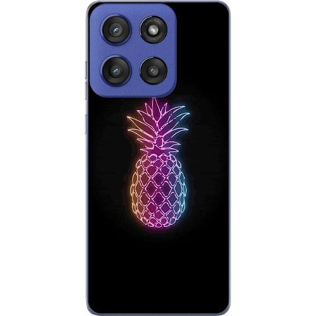 Kompatibelt Mobildeksel til Motorola Edge 60 Stylus Neonlysillustrasjon av ananas i fargerikt lys mot svart bakgrunn