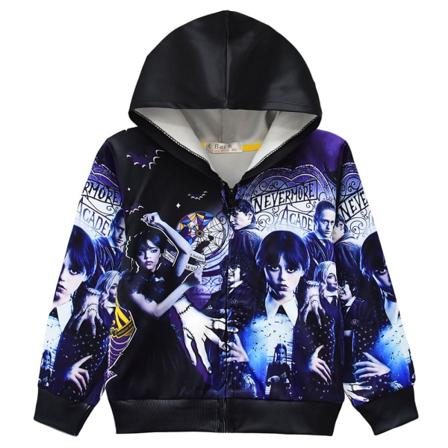 Onsdag Säsong Barn Zip Hoodie Coat Casual Sweatshirt Jacka black 120cm