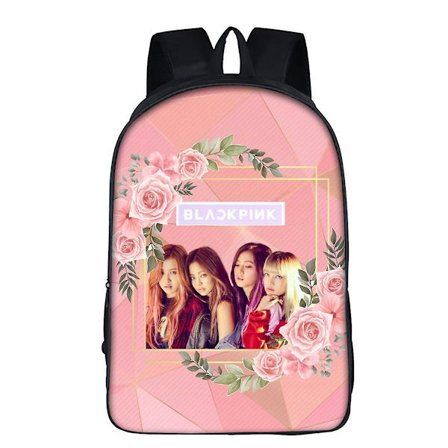 Svartrosa Perifer Student Skolväska Ryggsäck Printed axelväska