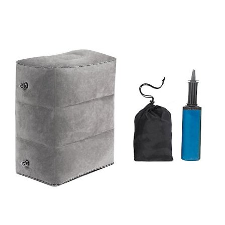 Oppblåsbar fotstøtte for fly med håndpumpe og bæreveske, fotstøtte for reise, flysete-forlenger