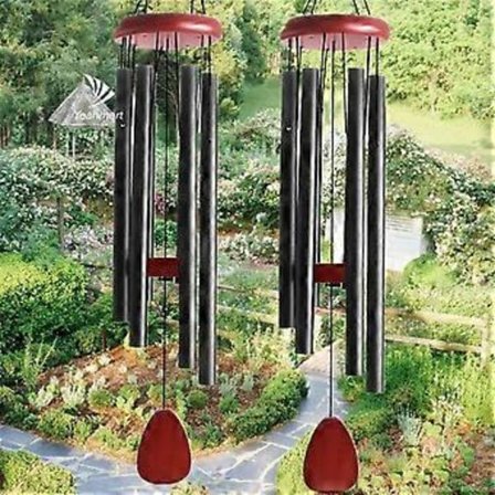 63 cm Aluminium Vindspel Stort Djupt Ljud Minnesmärke Klassiskt Svart Vindspel med Vindfångare Utomhus Hem Trädgård, A