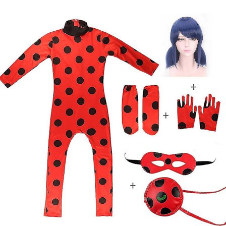 Bimirth Jentebarne-Nyklepiga Cosplay-sett Halloween-fest Jumpsuit Fancy Dress Kostyme med øyebind, parykk, veske-yky Yz