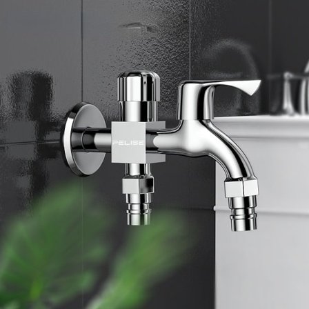 [NT] Rustfritt stål 1 inn 2 ut hoved toveis vannkran vaskemaskin kran AH-017C som bildet viser Som Bildet Viser