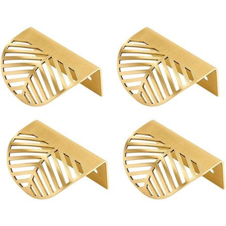 4 stk. Dørhåndtak i bladform i messing for skuff C