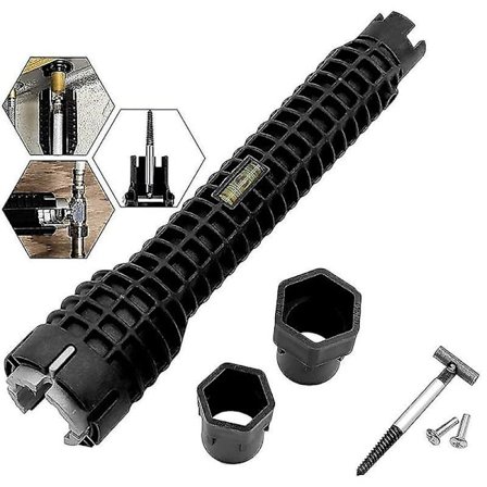 Verktyg för installation av kranar och handfat, (skruvhuvud) avfallsrörsextraktor och utbytbara huvuden för VVS/toalettstol/handfat/badrum/kök VVS