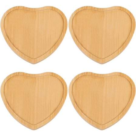 Brikkeunderlag i tre, sett med 4 - Håndlagde drikkebrikker, tykke og varmebestandige for kontor, bar, gårdshus - Unike koppunderlag i naturlig bambus 