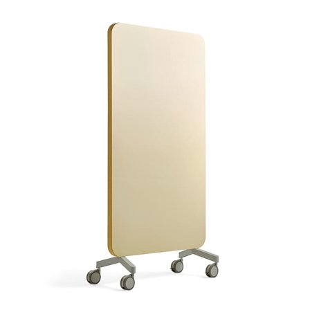 Mobile glass board MARY with acoustic panel back, 1000x1960 mm, yellow