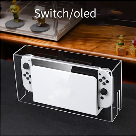 Klar støvdisplayboksdeksel for Switch/OLED-dokk (kun deksel), vanntett og støvtett gjennomsiktig beskyttelse