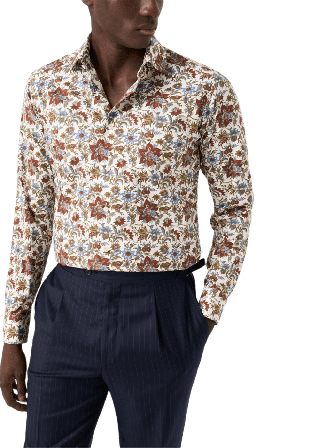 Eton Signature Twill-skjorta Med Blommönster Slim Fit Skjortor Herr Röd 40