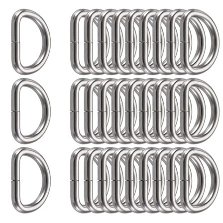 Metalliset D-rengassoljet, D-renkaat, D-rengaskiinnikkeet, Metalliset D-renkaat, 30 kpl 25 mm:n metallisia D-rengassolkia, pantoihin, karabiineihin, 