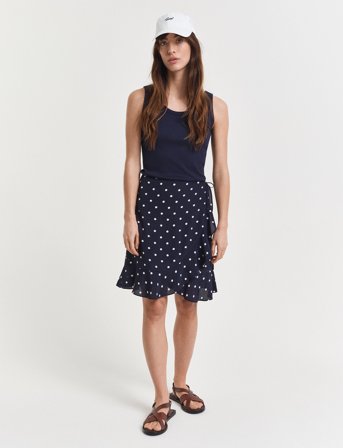 GANT Dot Print Frill Skirt - Navy - 38