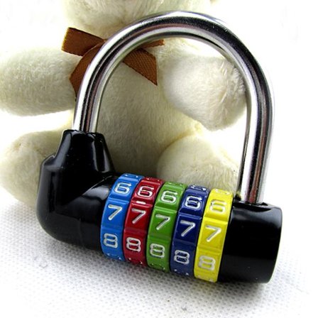 1PCS Musta 5-numeroinen yhdistelmälukko matkalaukuille, vetoketjullinen meikki