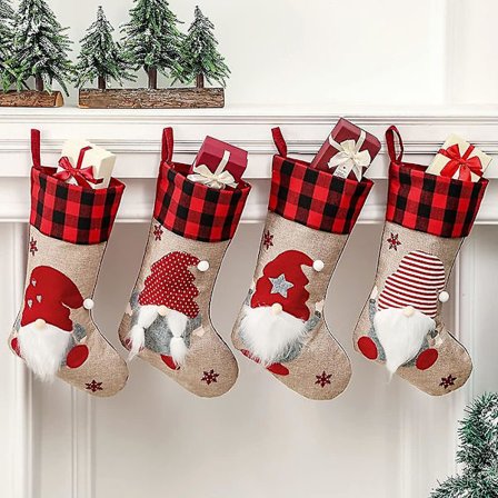 Julestrømpe,julegavepose,stor julestrømpegave,peissokk,til familiejulefestpynt,trepyntpose,godteripose