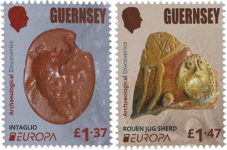 Guernsey - EUROPA 2025 National arkæologiske opdagelser - Postfrisk sæt 2v