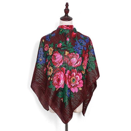 Russisk blomsterskjerf luksus blomsterlommetørkle etnisk sjal dame hijab stort 110 cm pannebånd bandana foulard femme hodeinnpakning sjal-lingling}
