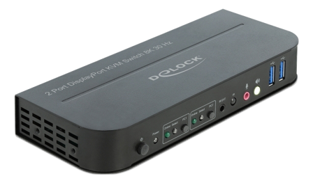 Delock DisplayPort 1.4 KVM Switch 8K 30 Hz with USB 3.0 and Audio - KVM / lyd / USB-svitsj - 2 porter