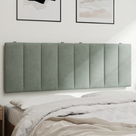 Headboard Cushion "Hanko" Light Grey 140 cm Velvet