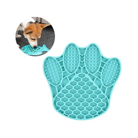 Slickmatta Katt Skål Hund Husdjur Tallrik Silikon Långsam Mat Matta Långsam Mat Husdjur Tallrik Kloformad Skål Blå