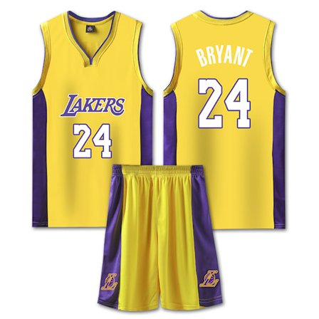 Mordely #24 Kobe Bryant Baskettröja Set Lakers Uniform för Barn Vuxna - Gul