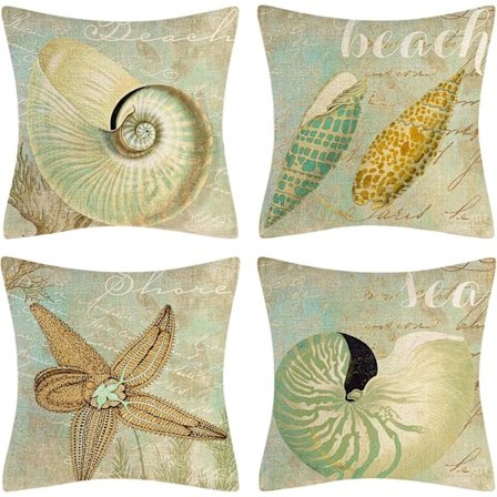 Kuddöverdrag med Havstema Mjukt 18x18 Tum Havsliv Kuddfodral (Utan Inlägg) Dekorativ Kvadratisk Soffa Kudde