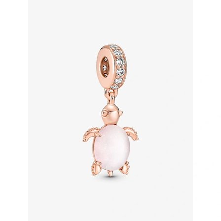 Pandora - Murano-lasi vaaleanpunainen kilpikonnariipus - 14k ruusukullattu