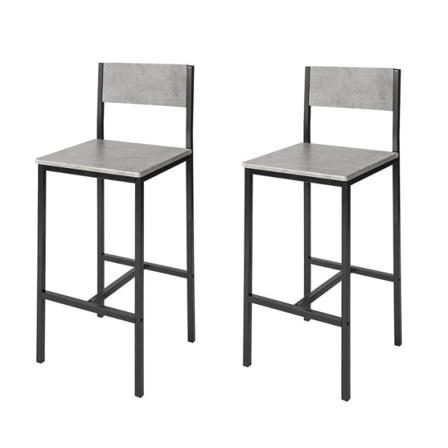 Rootz 2-delad barstolsset - Bänkpall - Barstolar - Bekvämt ryggstöd - Fotstöd - Perfekt för barer och kaféer - Metallram - 38cm x 95cm x 40cm