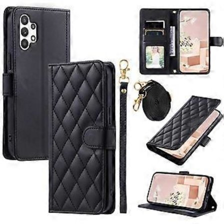 Til Samsung Galaxy A32 5G/M32 5G Etui Rhombus Grid Wallet Crossbody Telefon Taske Cover (Style E)