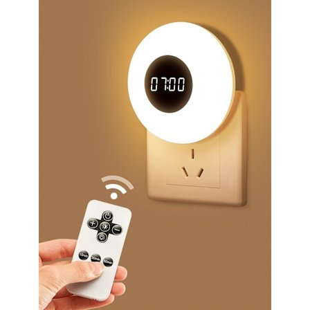 Nattlampe, 1 stk. Nattlamper Plugg inn i vegg + Baderomsklokke Nig