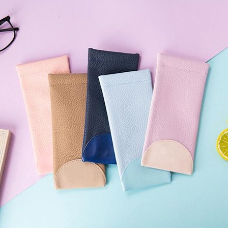 5 Briller Etui med Brilleklut, Myk PU Lær Brilleetui Veske Briller Leseetui for Kvinner Menn Barn