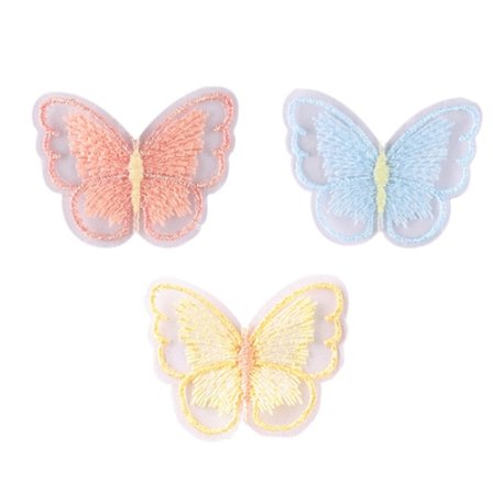 6 stk. sommerfugleblonde-patches, computerbroderede mærker, Anim