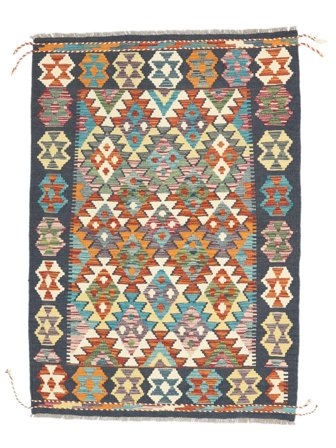 Kelim Afghan Old Style Matta 102X147 Brun/Grön Ull, Afghanistan