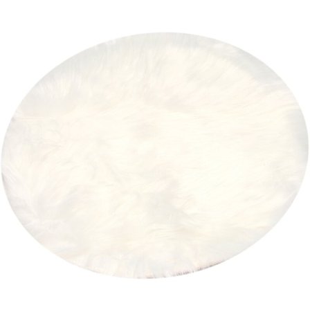 Faux fårskinn ullmatta 30 x 30 cm Matta fluffig mjuk långhårig dekorativ stolskudde soffmatta (vit rund)