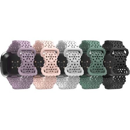 Sportband Kompatibla med Versa 4/Versa 3/Sense 2/Sense, [5-pack] Mjuka TPU-Ersättningsband, Damarmbands - Lavendel/Rosa/Svart/Vit/Tallgrön