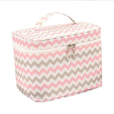 Large Cosmetic Bag for Women and Girls (Wave Pattern), Zipper Makeup Bag