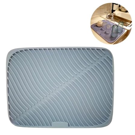 Kjøkkenavløpsbrett for vask, Silikon oppbevaringsmatte oppvaskstativ for oppvask i silikon, dryppmatte sklisikker og oppvaskmaskinsikker