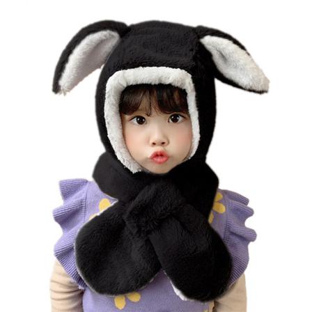 Barn Pojkar Flickor Vinter Plysch Mössa Beanie Rabbit Ears Hood Scarf