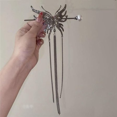 Butterfly Hair Gaffel Dusk Hair Stick SVART